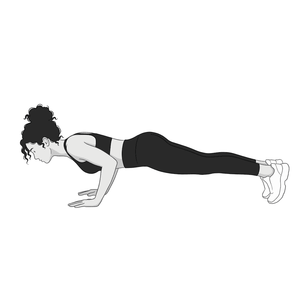 Line drawing of a woman doing a push-up
